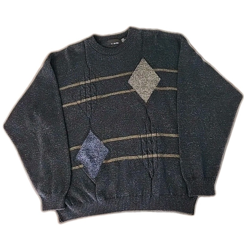Y2K Bill Blass Men's XL Pullover Sweater Blue Textured Knit‎ Cotton Blend Retro